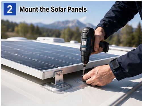 RV solar panel mount solar panels