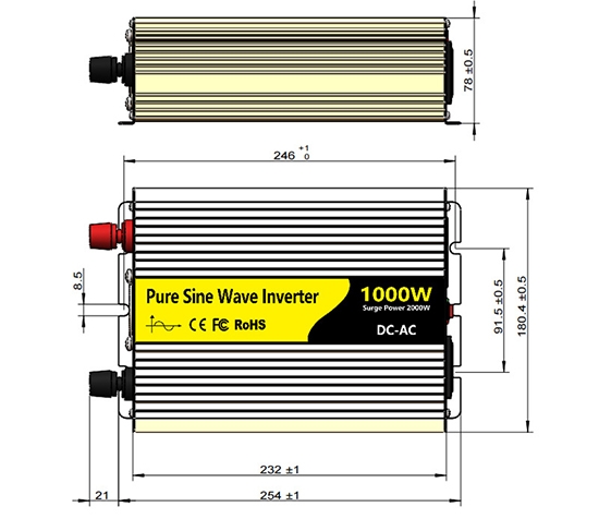 1000 watt power inverter size