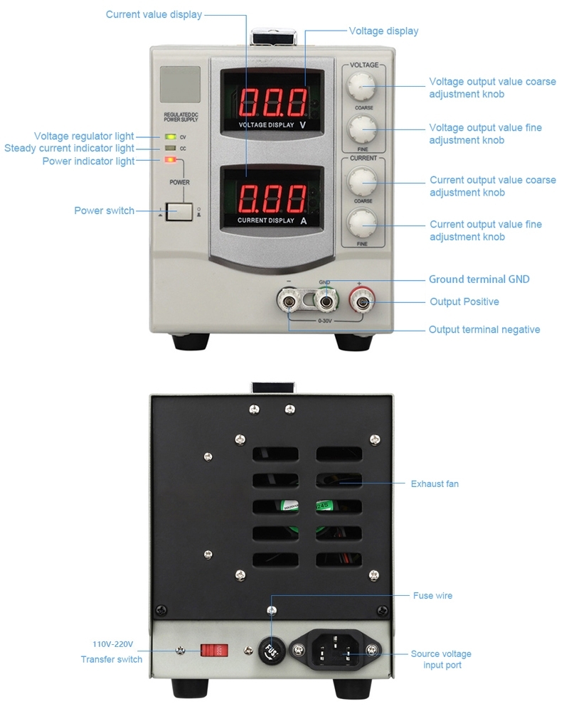 120V 2A Linear Regulated DC Power Supply Structure