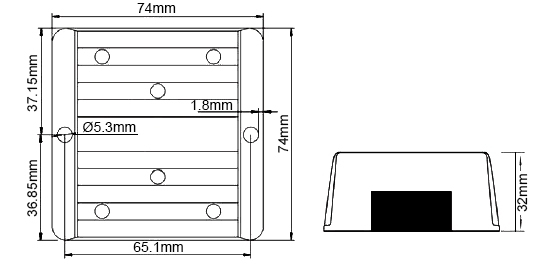 12V to 24V step up converter 4A-10A dimension