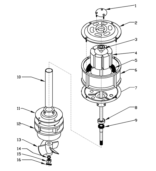 1kW water turbine detail