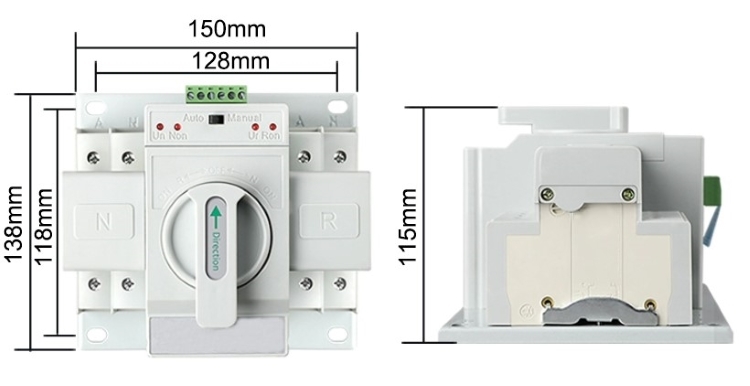 63A Single Phase ATS Dimensions