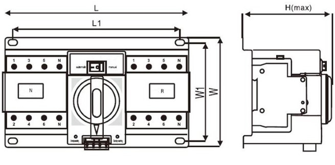 3/4 Pole Automatic Transfer Switch Dimensions