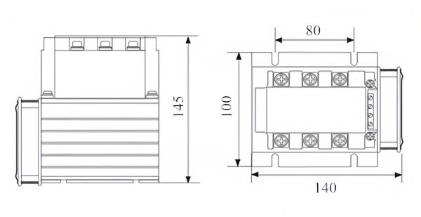 4 Wires 3 Phase AC Power Regulator Dimension
