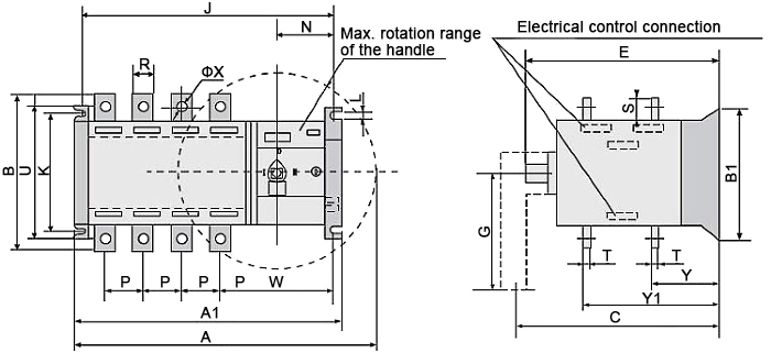 4 Pole ATS Dimensions