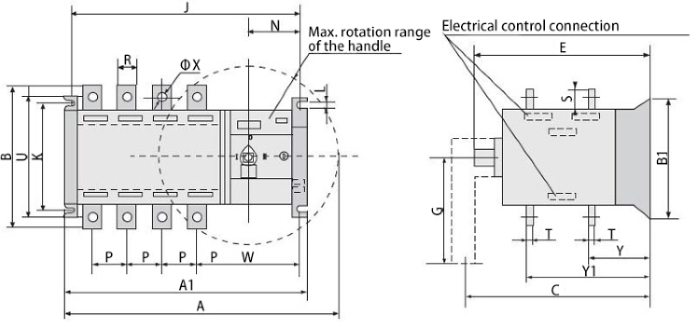 4 Pole ATS Dimensions