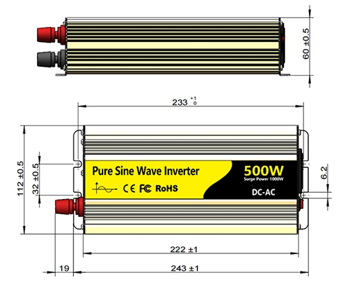 500 watt power inverter size