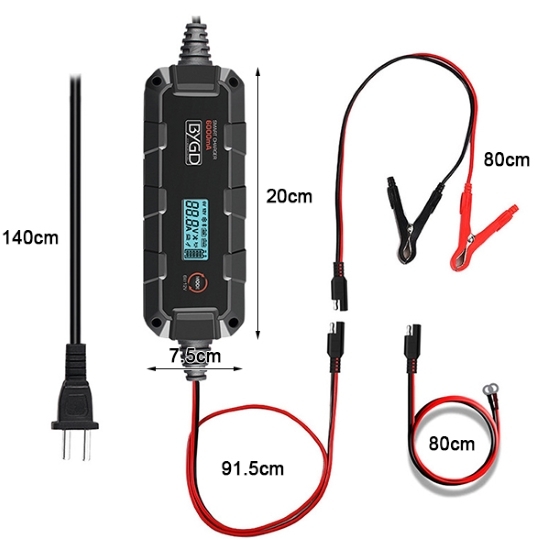 6A Intelligent Car Battery Charger Dimension