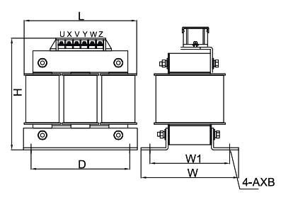 7.5 HP Output AC Line Reactor Dimension