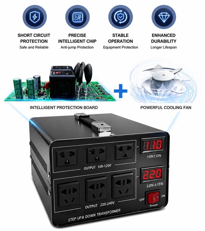 auto sensing step up step down transformer anti trip fan models