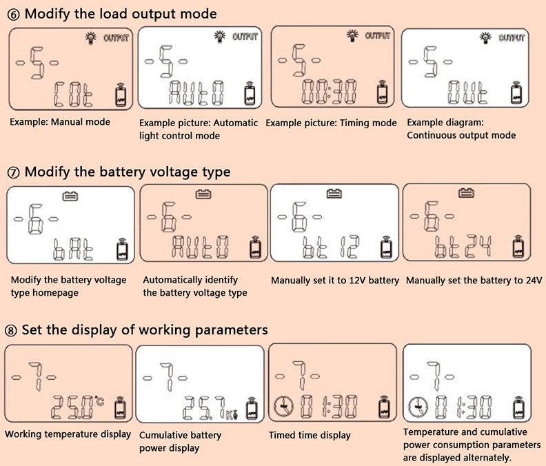 Charge controller display nterface parameter setting 2