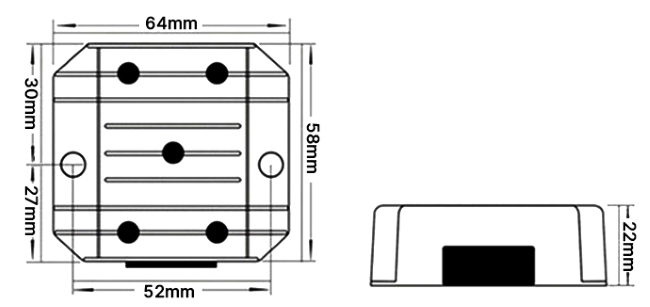 Male Plug DC Boost Converter Dimension