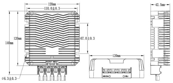 DC-DC boost step up converter 12V to 24V 30A dimension