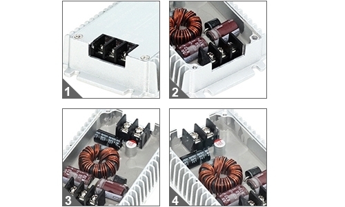 DC-DC converter with isolation 72V to 12V detail