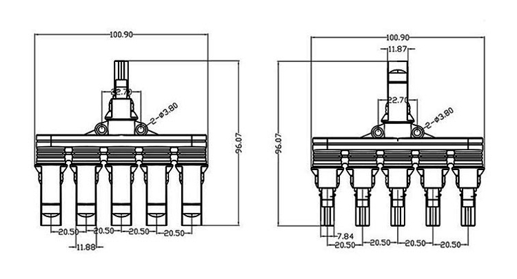 H branch solar connector 5 to 1 sizes