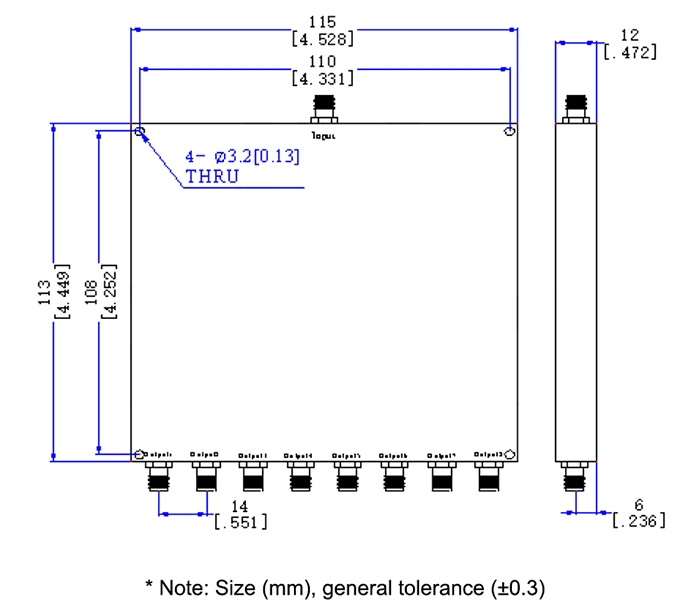 microstrip power divider 6 ghz dimension