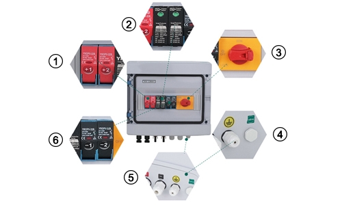 PV combiner box 2 in 1 out detail