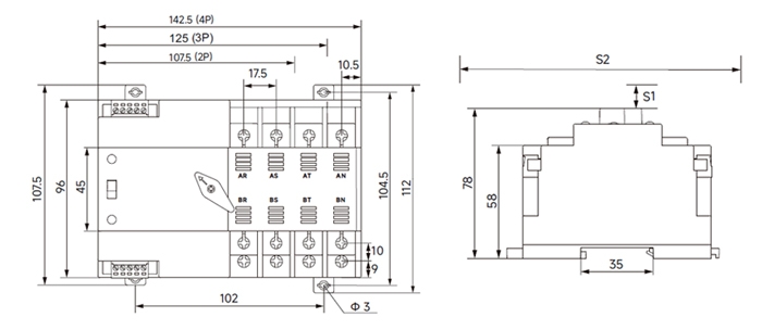 Solar Automatic Transfer Switch Dimensions