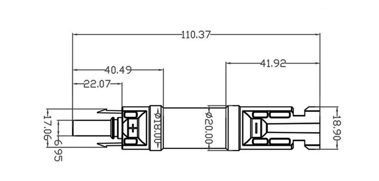 Solar module bypass diode connector size