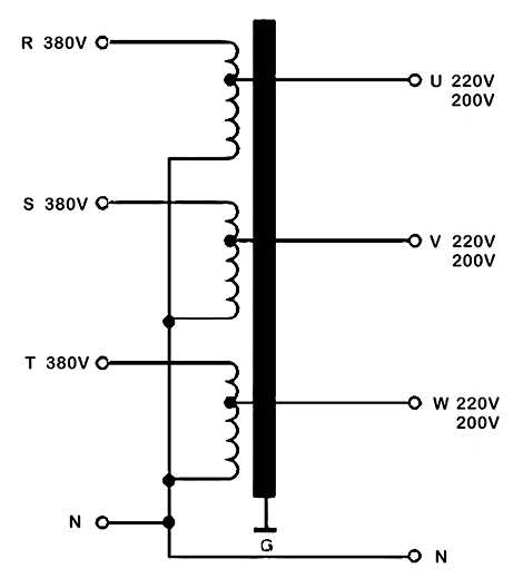 Three-phase autotransformer schematic wiring diagram