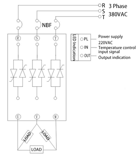 Triangle Wiring Diagram of 3-Wire SCR Power Controller