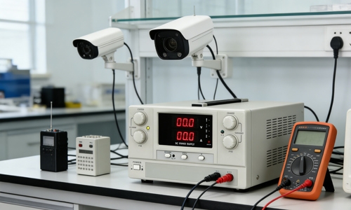 Adjustable DC power supply for security monitoring equipment testing