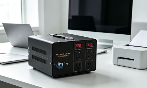 voltage converter transformer with display for office equipment