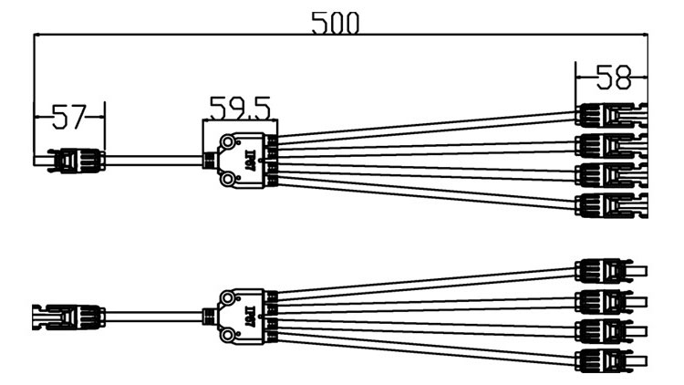 Y branch 4 to 1 solar connector size